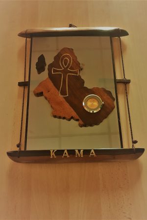 Tableau Kamit cadre pirogue en bois d'ébène (Kama sur verre)